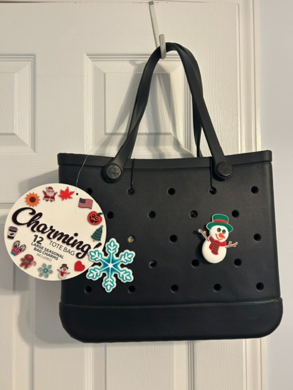 Charming Tote Bag Black with 12 Removable Charms
